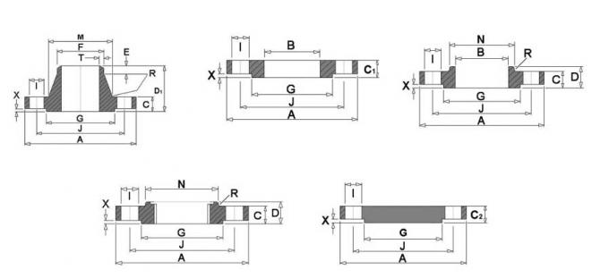 Maße BS 4504 Flansch-PN6